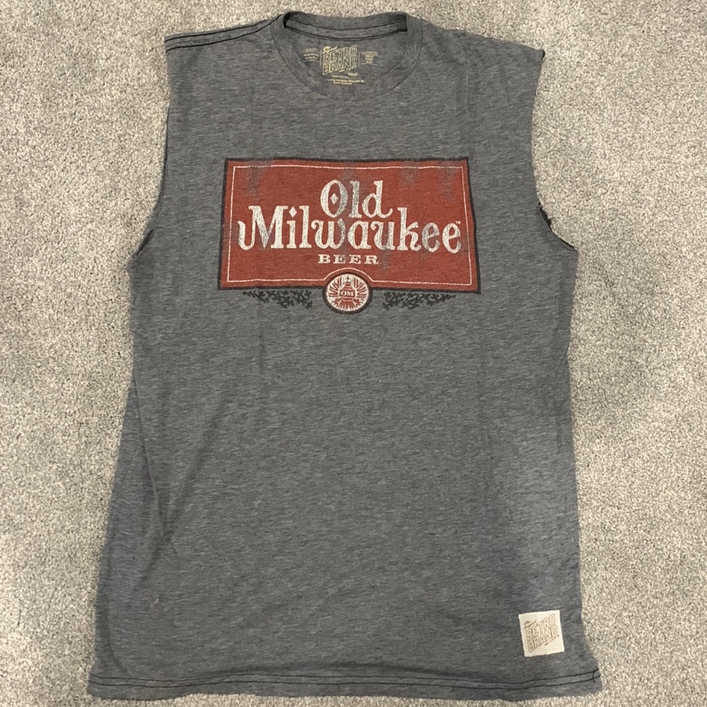 Retro brand cut off  old Milwaukee beer t-shirt